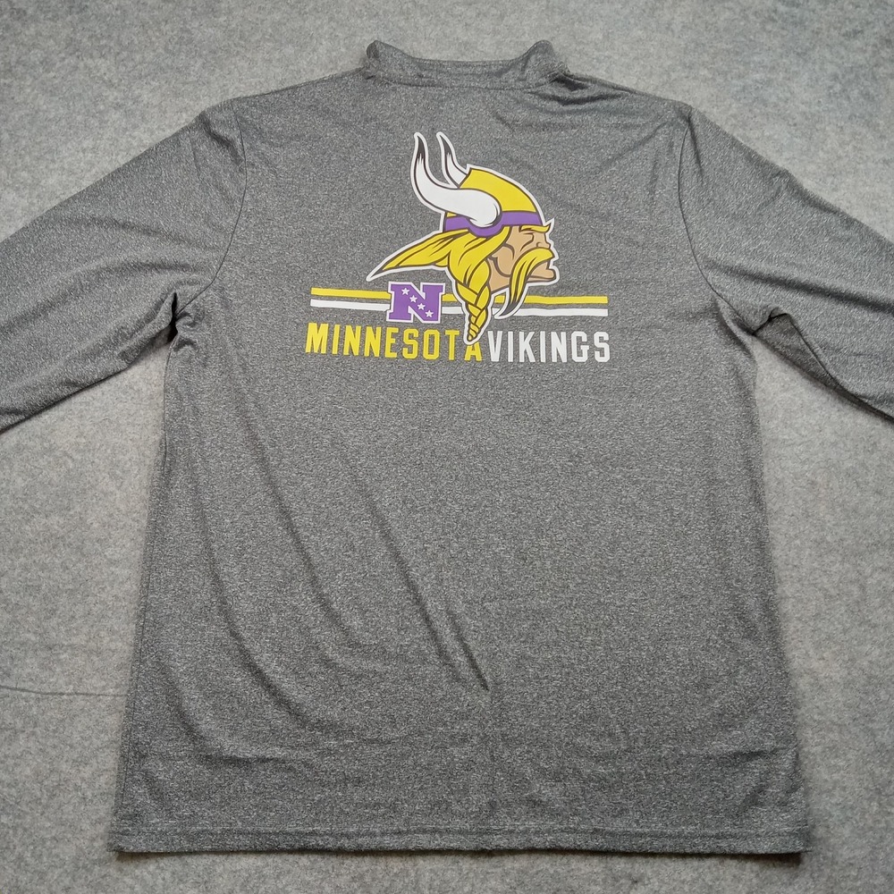 Minnesota Vikings Shirt Mens XL‎ Gray NFL Football 1/4 Zip Pullover Sweatshirt